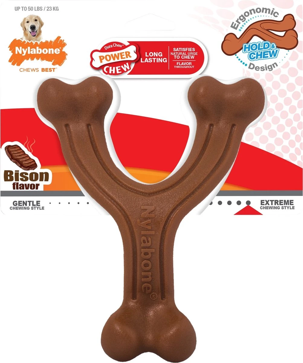 Nylabone Extreme Kauwbot Vorkbeen - Voor De Krachtigste Kauwers - Bizon Of Kipsmaak - S/M/L - Smaak: Bizon, Maat: Large