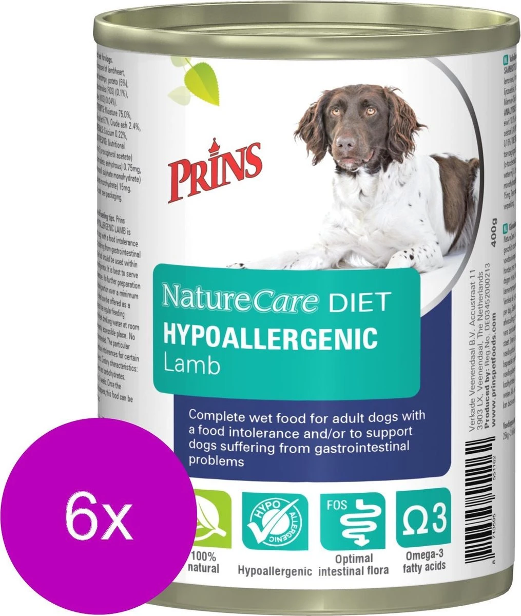 Prins Naturecare Diet Dog Hypoallegenic - Lam - Hondenvoer - 6 X 400 G