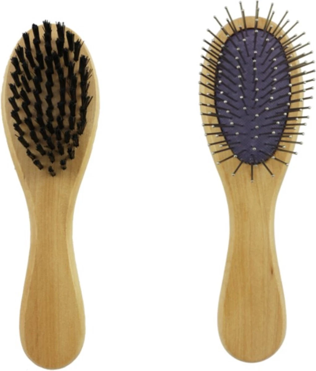 Merkloos Nobleza Dierenborstel - Hondenborstel - Kattenborstel - Tweezijdig - Dubbelzijdig - Hout - Maat L - Afbeelding 8