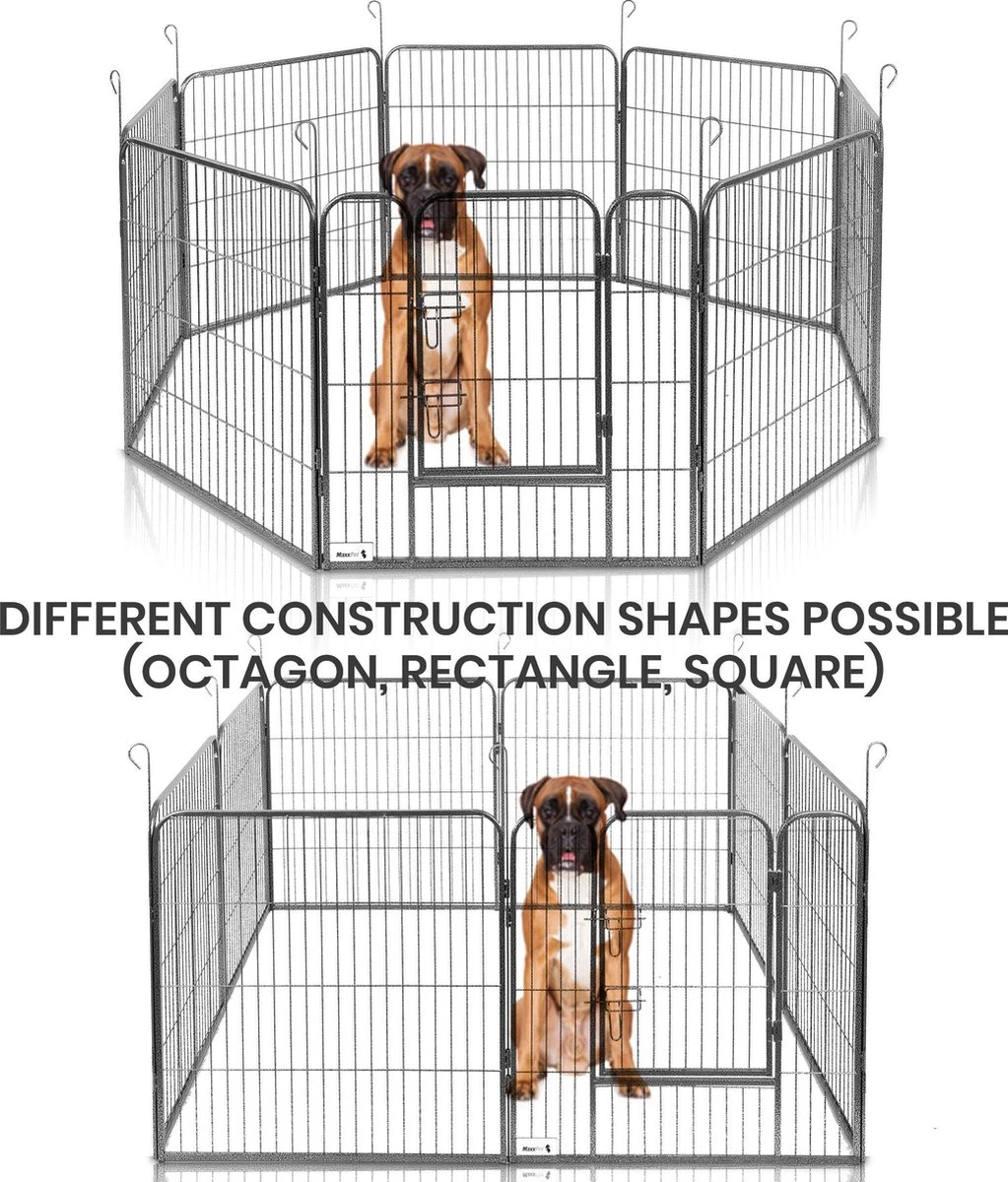 MaxxPet Puppyren - Hondenbench - Hondenren- Puppyren Met 8 Kennelpanelen - Staal -80 X 80 Cm Ø 210 Cm - Afbeelding 6