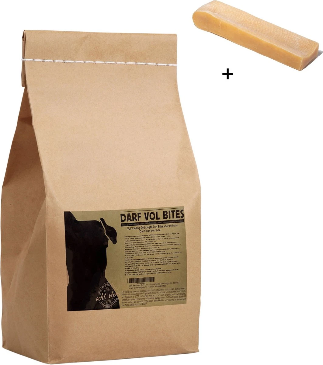 Darf Vol Bites Hondenbrokken – 20kg - Met AnimalZ Yak Hondensnack Medium T.w.v. 9,95