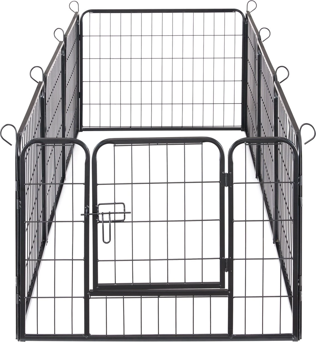 ACAZA Hondenren In 8 Panelen - Hondenkennel - Met Deur - 60 Cm Hoogte - Zwart - Afbeelding 7