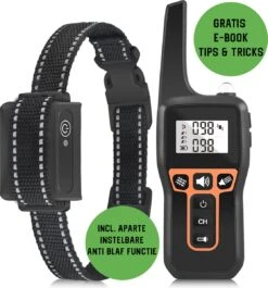 Anti Blafband EN Trainingshalsband In 1 - UNIEK SYSTEEM - 1000m Bereik - 100 Levels