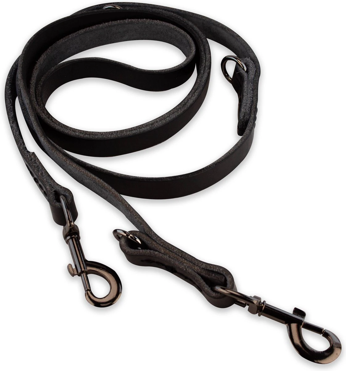 Multifunctionele Hondenriem - 220cm - Volledig Zwart - Leren Hondenriem - 100% Volnerfleer - Hondenriem Leer - Afbeelding 4