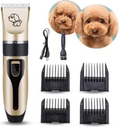 BYER Professionele Dieren Tondeuse Set - Voor Huisdieren Katten & Honden - Draadloos - Oplaadbare Pet Trimmer - Dog Tondeuze Clipper - 5 Standen & Vier Opzetkammen - Low Noise
