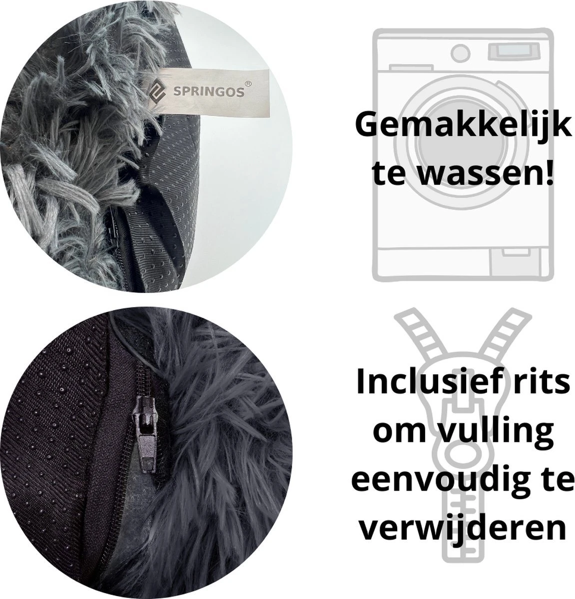 Hondenmand | Superzacht En Luxe | Wasbaar | Donut | Fluffy | Hondenkussen | 60cm | Grijs - Afbeelding 5