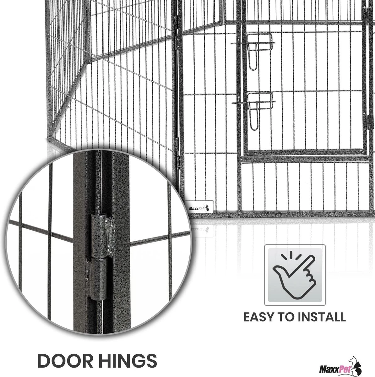 MaxxPet Puppyren - Hondenbench - Hondenren- Puppyren Met 8 Kennelpanelen - Staal -80 X 80 Cm Ø 210 Cm - Afbeelding 8