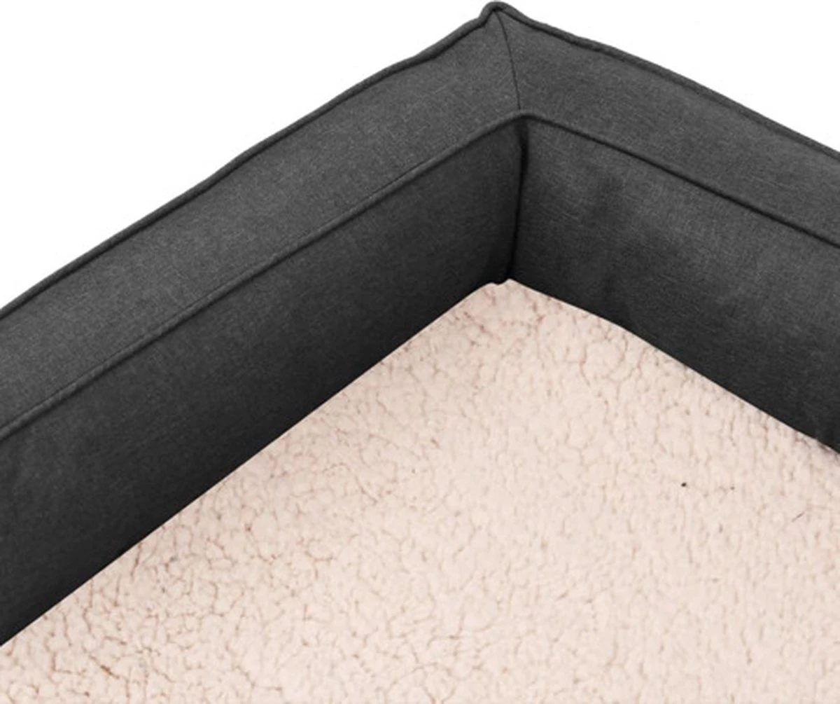 VidaXL Hondenbed Ergonomisch Linnen-look 60x42 Cm Fleece Donkergrijs - Afbeelding 4
