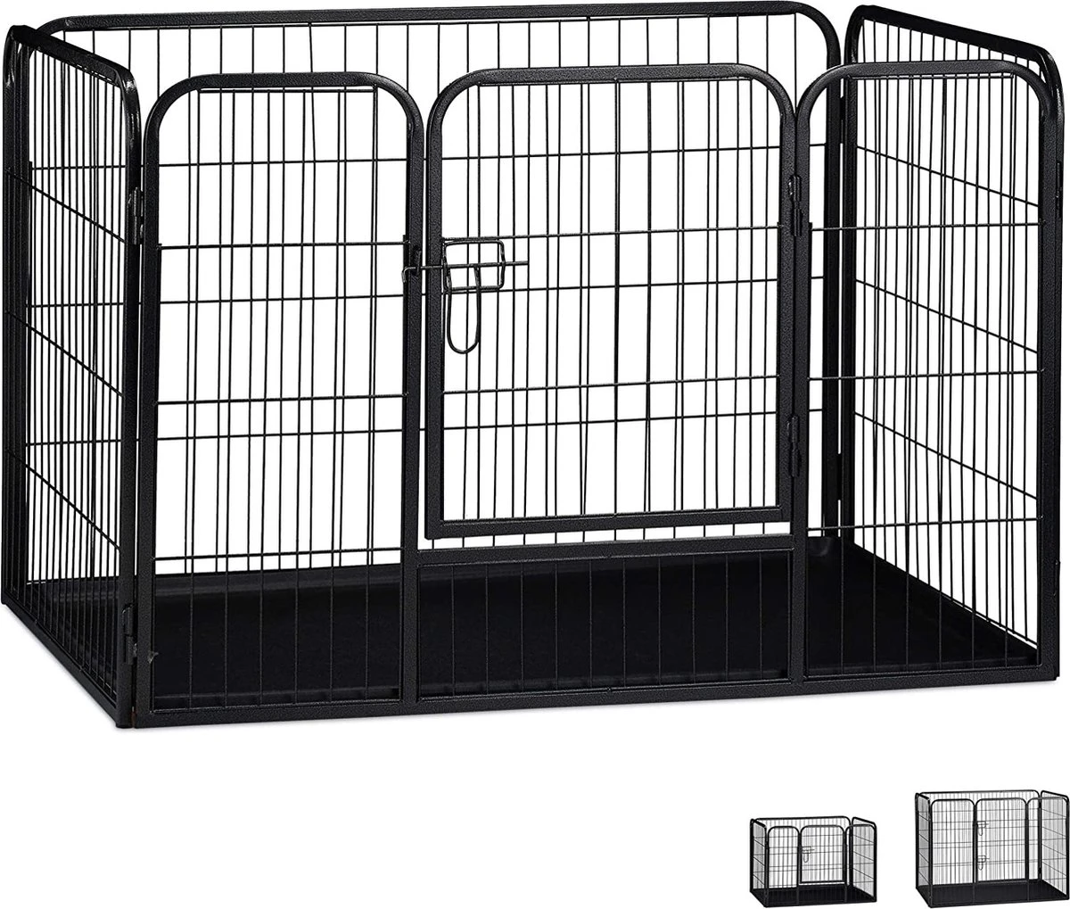 MaxxPet Puppyren - Hondenbench - Puppykennel - Hondenren - 125 X 78 X 80 Cm - Zwart - Afbeelding 9