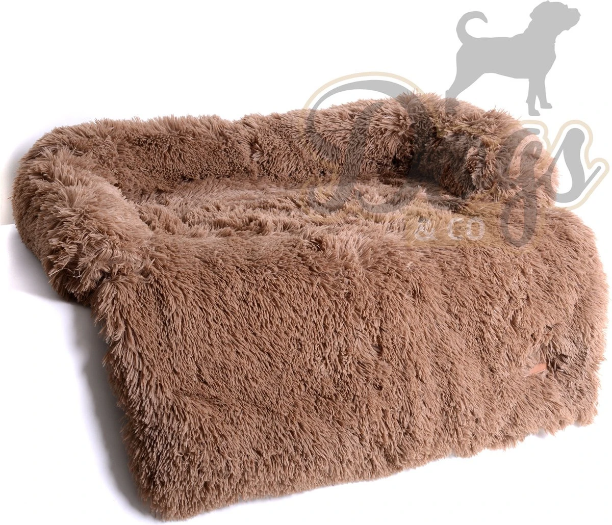 Dogs&Co Zachte Fluffy Hondenmat Voor Bank Maat L Khaki 120x90cm - Hondenmand