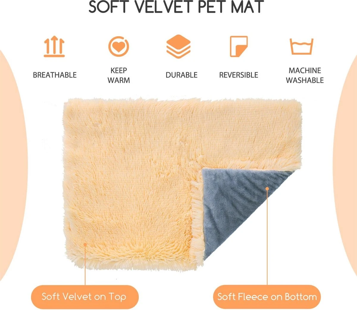 Nobleza Fluffy Benchkussen - Dierenkussen - Hondenkussen - Kattenkussen - Benchmat - Dierenmat - Hondenmat - Kattenmat - Crème - Maat L - Afbeelding 8