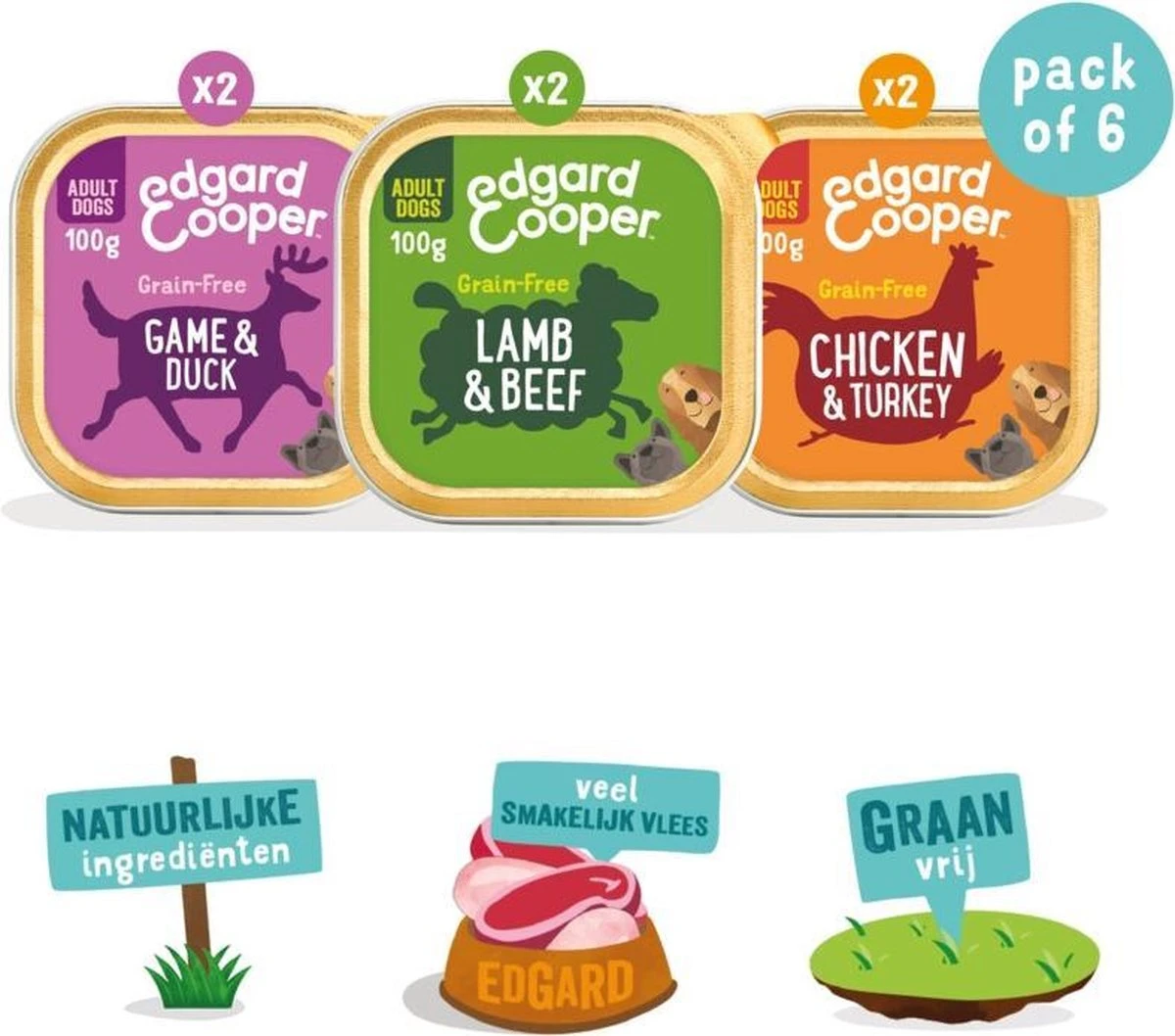 Merkloos Edgard & Cooper Hondenvoer Multipack Kip - Wild - Lam 6 X 100 Gr - Afbeelding 7