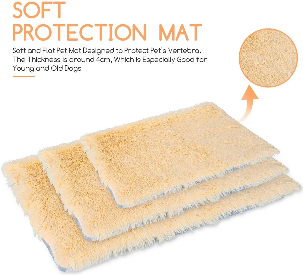 Nobleza Fluffy Benchkussen - Dierenkussen - Hondenkussen - Kattenkussen - Benchmat - Dierenmat - Hondenmat - Kattenmat - Crème - Maat L - Afbeelding 2