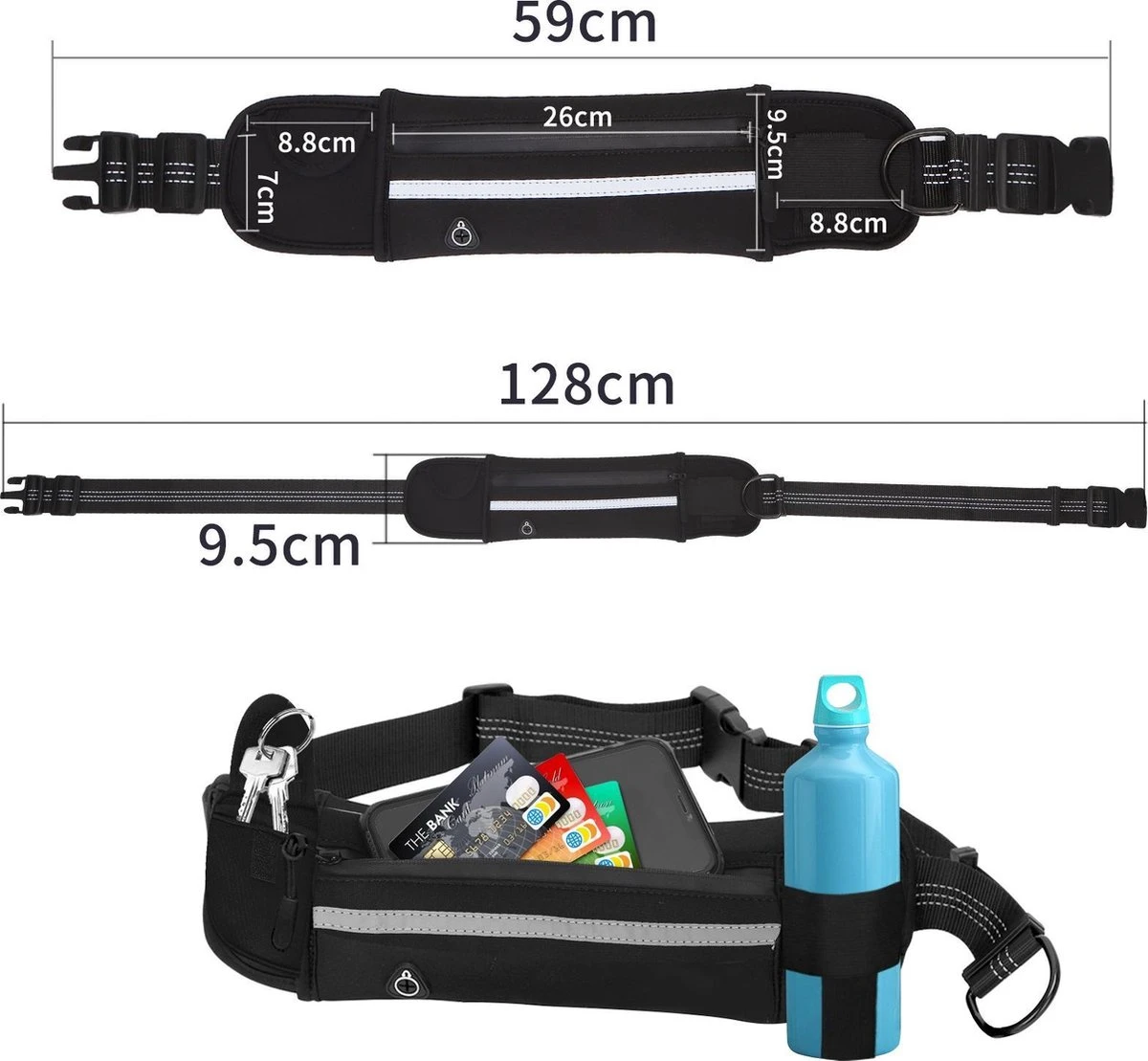 Nobleza Jogging Heupgordel Met Hondenriem 42UOY - Looplijn Met Heupriem Voor Honden - Afbeelding 8