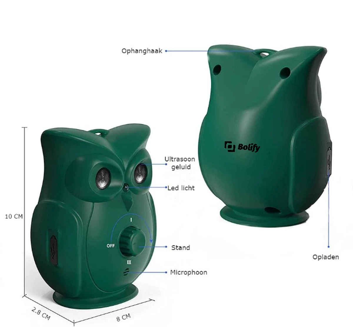 Bolify - Anti Blaf Apparaat - Anti Blafband - Anti Blaf - Zonder Schok - Diervriendelijk - Ultrasoon - Uil Model - Afbeelding 2
