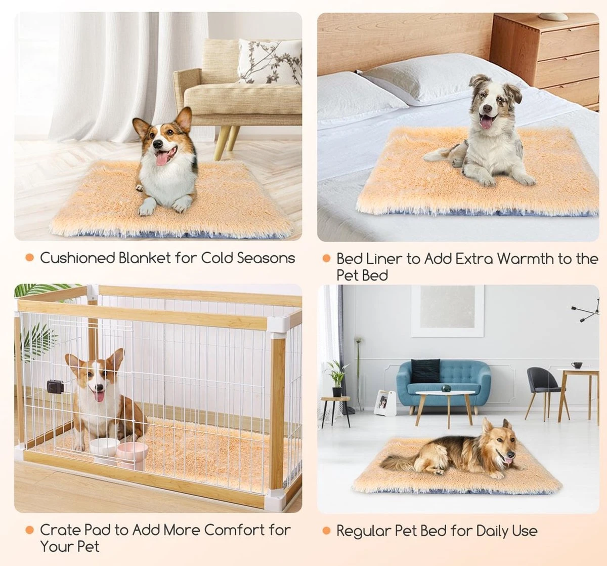 Nobleza Fluffy Benchkussen - Dierenkussen - Hondenkussen - Kattenkussen - Benchmat - Dierenmat - Hondenmat - Kattenmat - Crème - Maat L - Afbeelding 3