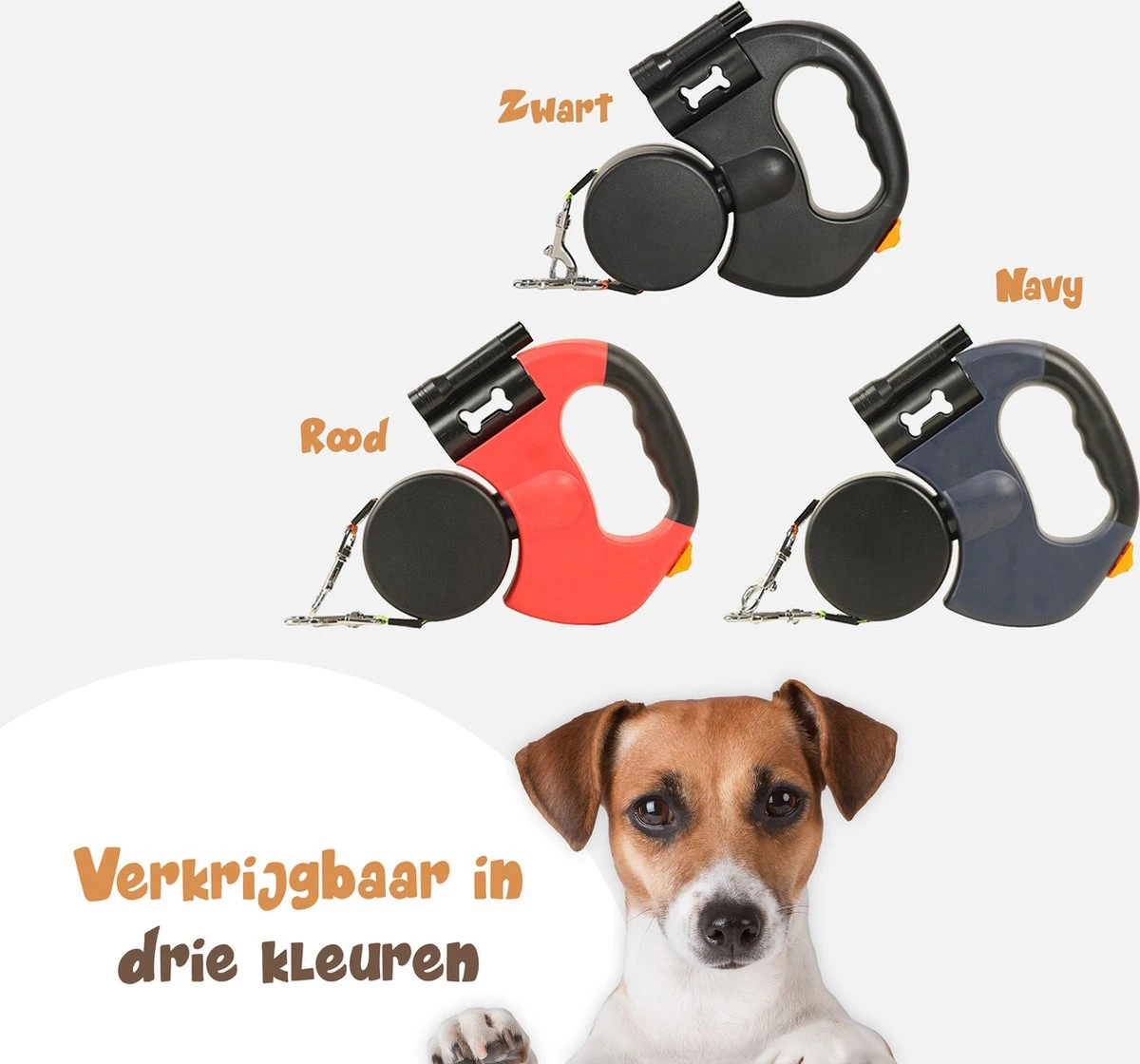 Dubbele Honden Riem – Leiband Hond – Hondenlijn – Looplijn Hond – 2 Honden – 3 Meter – Tot 12kg Per Hond – Reflecterende Lijnen – Met Zaklamp – 360° Draaien – Verstelbaar - Navy Blauw - Afbeelding 9