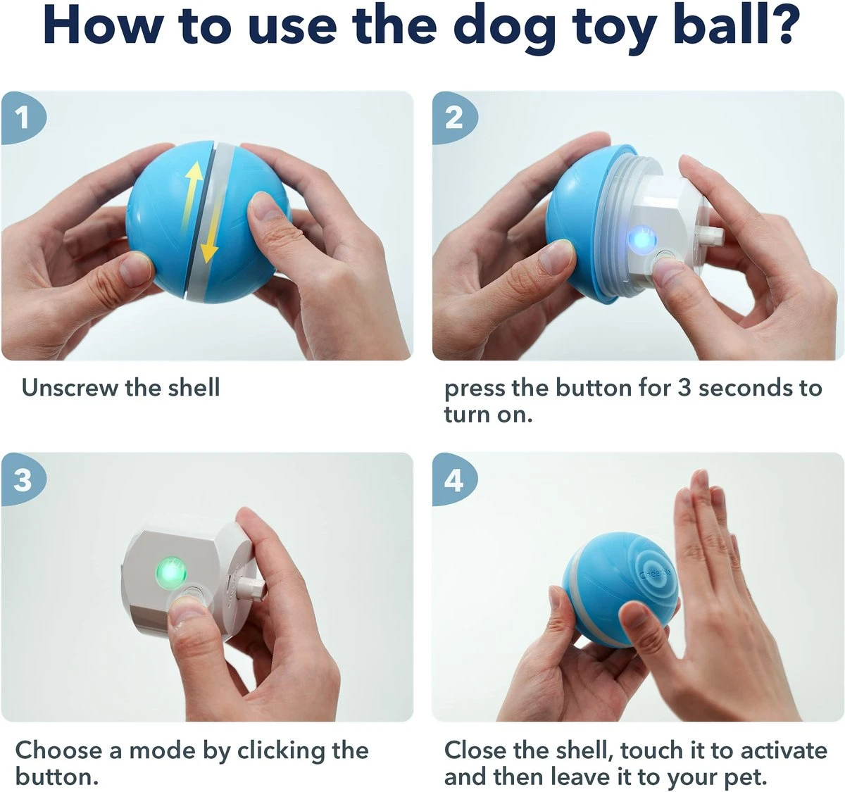 Cheerble Wicked Ball W1| Geel| Zelf Rollende Bal Voor Honden | 3 Automatische Speelmodi | Interactief En Intelligentie Hondenspeelgoed | Hondenspeeltje| USB Oplaadbaar - Afbeelding 11