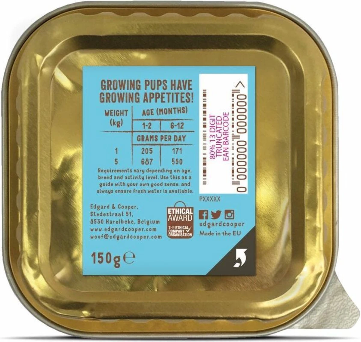 17x Edgard & Cooper Kuipje Vers Vlees Puppy Hondenvoer Bio Kip - Vis 100 Gr - Afbeelding 2