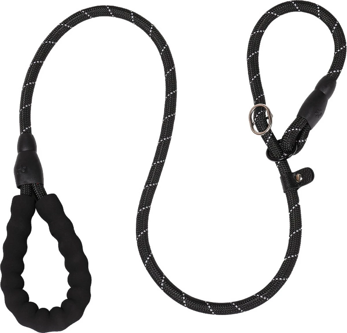 Nixnix - Honden Riem - 1,7cm - Zwart - 1,2cm Dik - Sliplijn - Nylon - Hondenriem - Verstelbaar - Jachtlijn Met Stop - Leiband