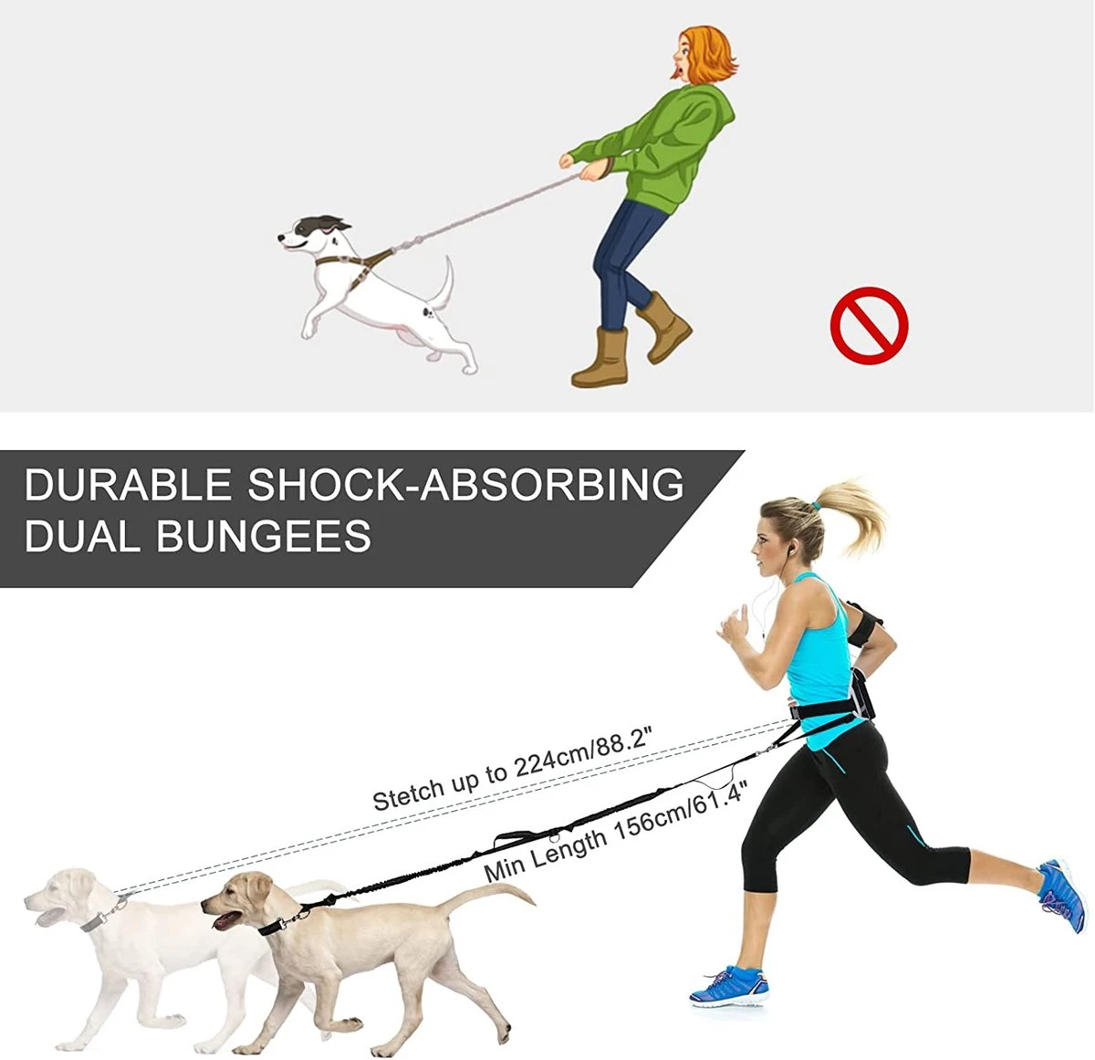 BOTC Looplijn Hond Met Heupriem Voor Hardlopen - Hondenriem - Zwart - Afbeelding 9