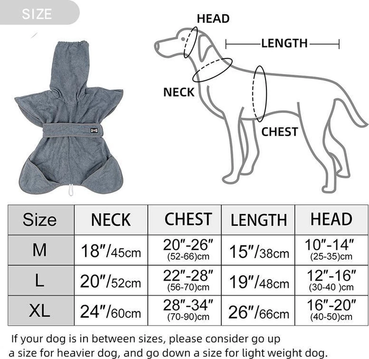 Super Absorberende Honden Badjas Grijs Maat L - Afbeelding 6
