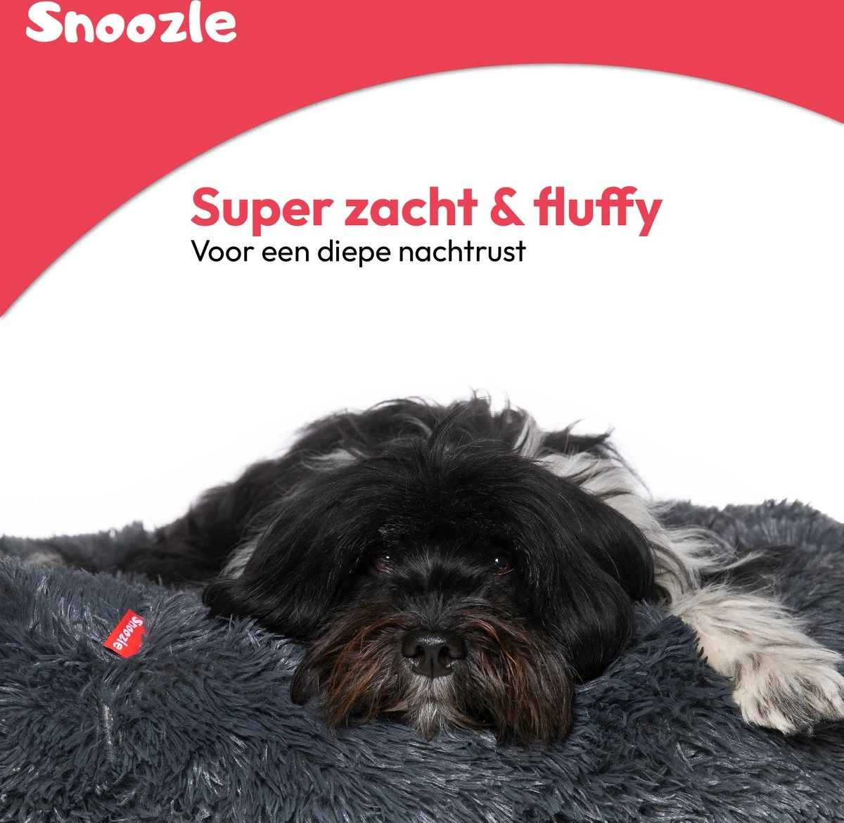 Snoozle Hondenmand - Zacht En Luxe Hondenkussen - Wasbaar - Fluffy - Hondenmanden - 80cm - Grijs - Afbeelding 2