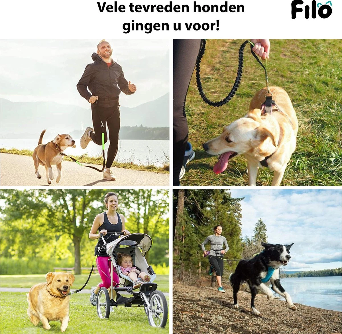 Filo Elastische Hondenriem Groot - Hardlopen En Wandelen - Hardloopriem Hond Handsfree Met Heuptasje - Looplijn Met Heupriem - Canicross Gordel Honden - Riemen - Heupgordel - Leiband - Afbeelding 6