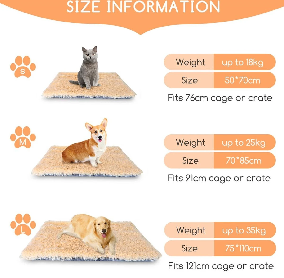 Nobleza Fluffy Benchkussen - Dierenkussen - Hondenkussen - Kattenkussen - Benchmat - Dierenmat - Hondenmat - Kattenmat - Crème - Maat L - Afbeelding 6