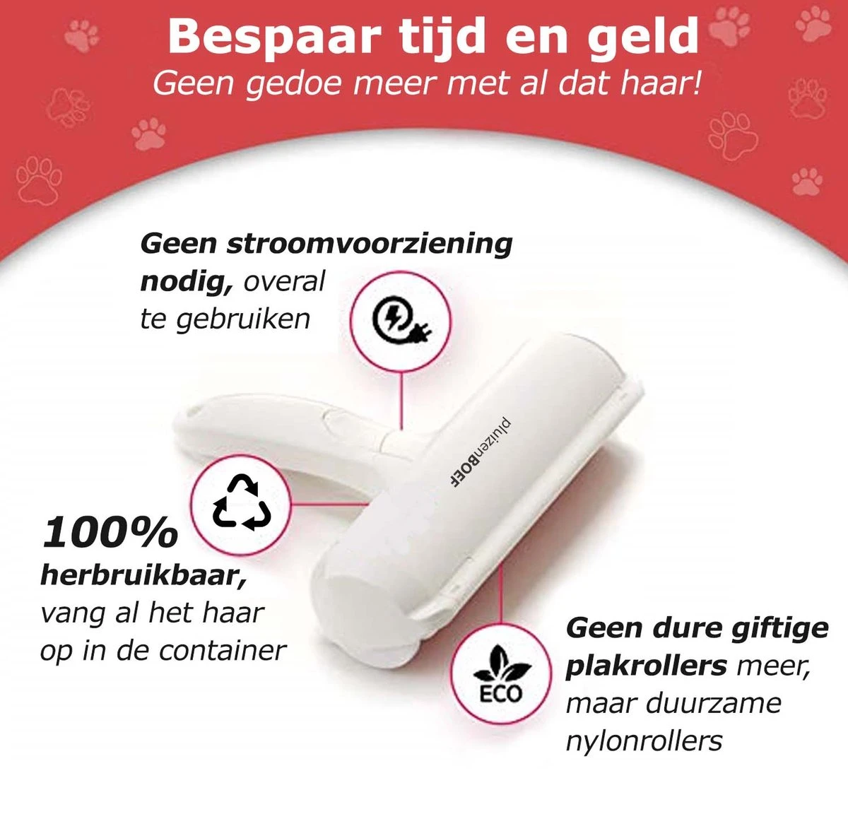 PluizenBOEF® Huisdierhaar Verwijderaar - Haarverwijderaar Voor Huisdieren - Hondenhaar - Kattenhaar - Pluizenborstel - Afbeelding 3