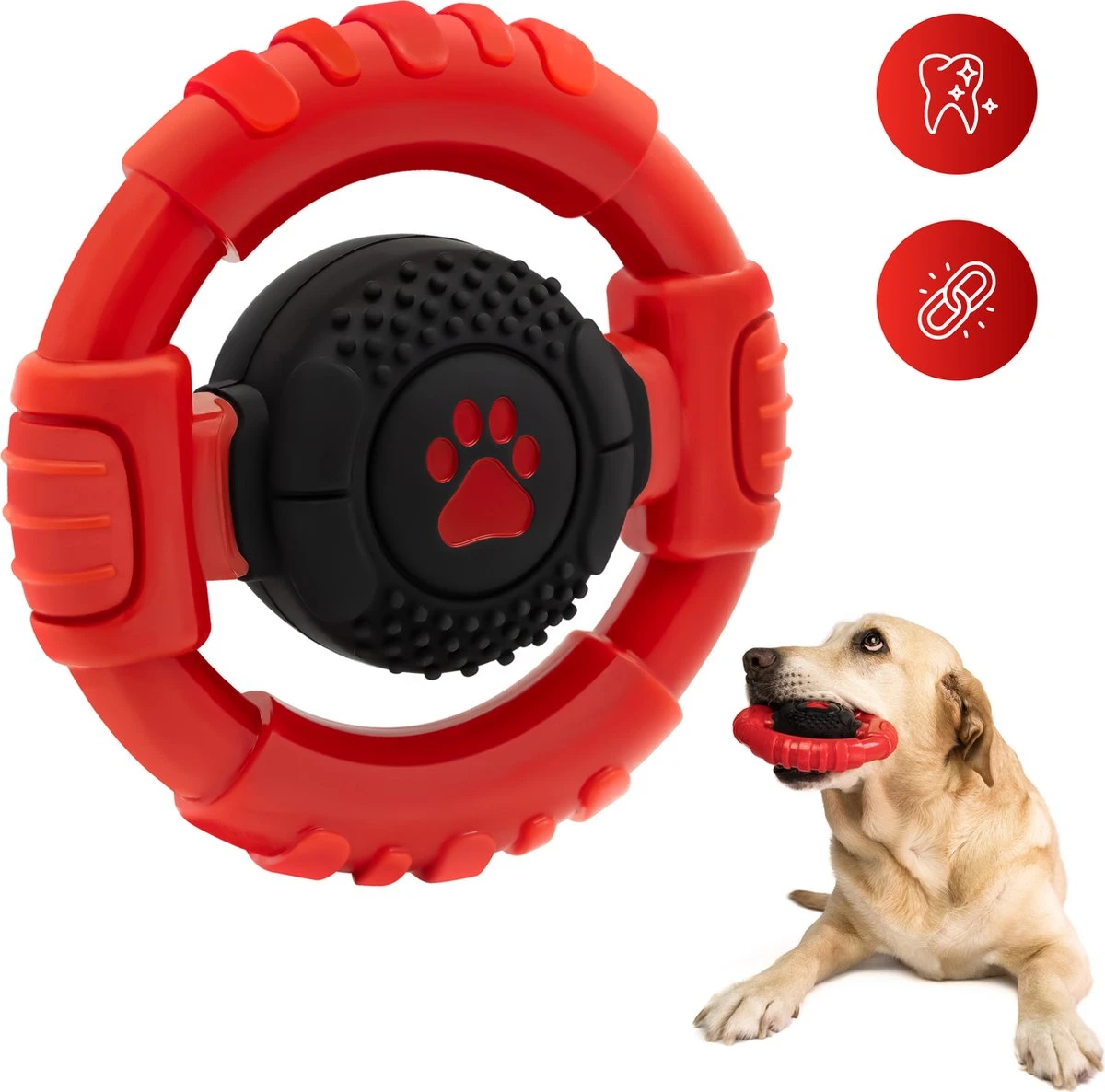 Kauwbot Stuurwiel 2.0 Extra Sterk Melk Geur Smaak En Piep Honden Speelgoed - Kauwspeelgoed Bot Hond - Dutchwide