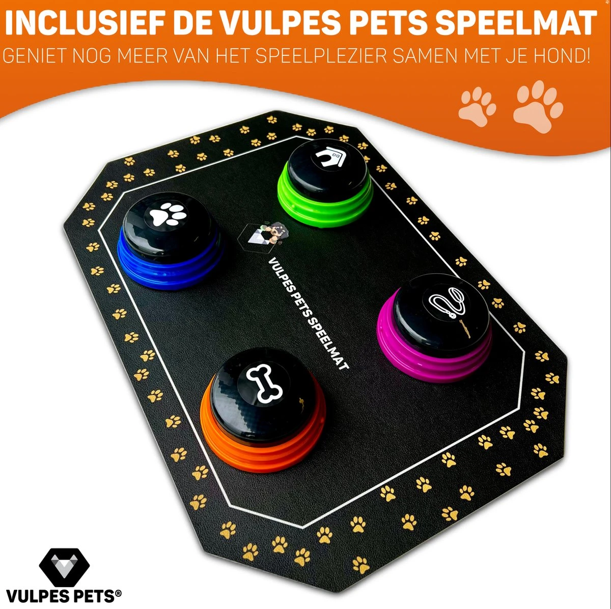 Vulpes Pets® PRO Praatknop Voor Honden Met Speelmat - Dogbuttons - Laat Uw Huisdier Spreken - Hondenspeelgoed - Honden Training - Inclusief E-Book En Speelmat - Afbeelding 2