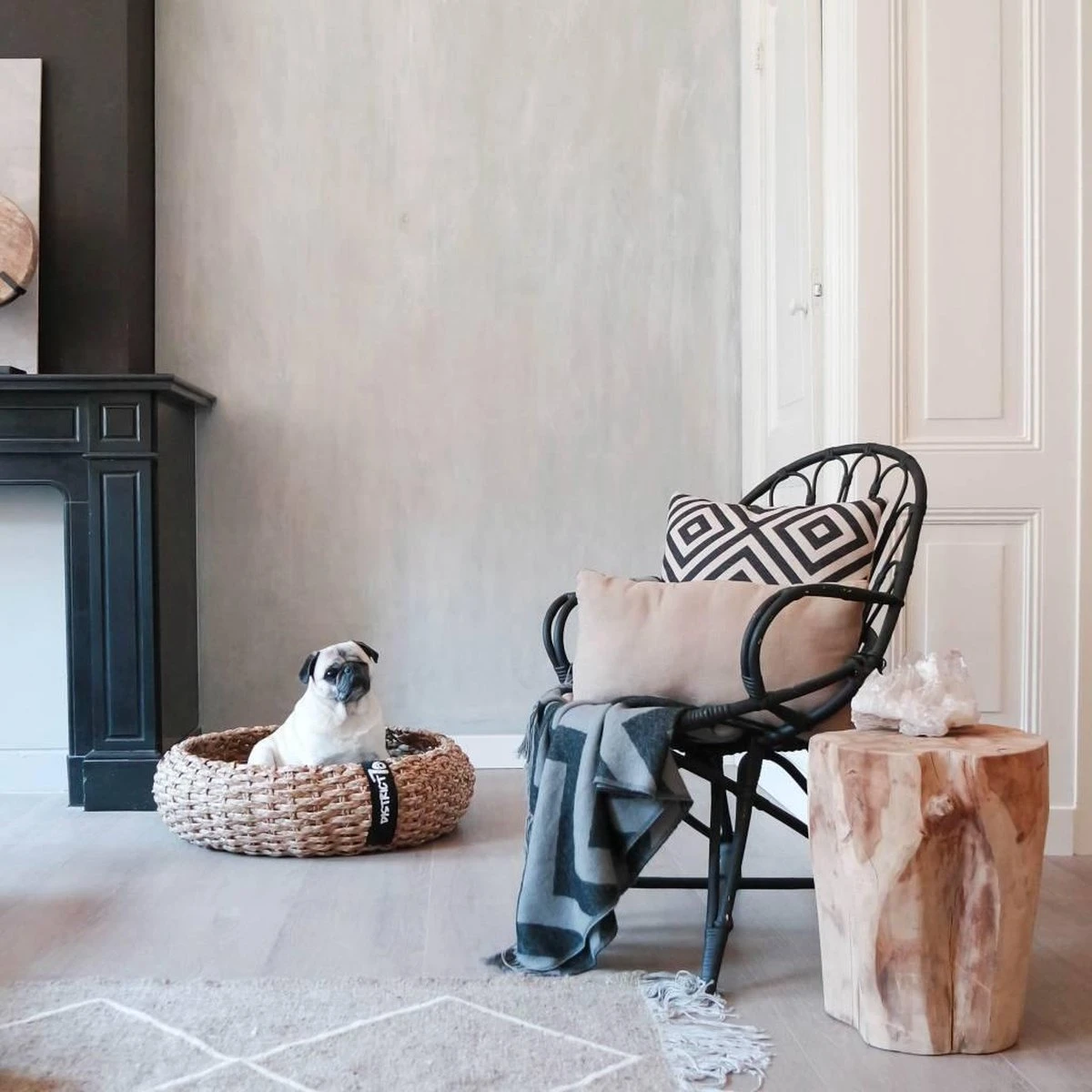 District 70 COCOON - Luxe Hondenmand Van Duurzaam Hoogwaardig Riet Met Zacht Kussen - Maten S/M/L - Large - Afbeelding 3