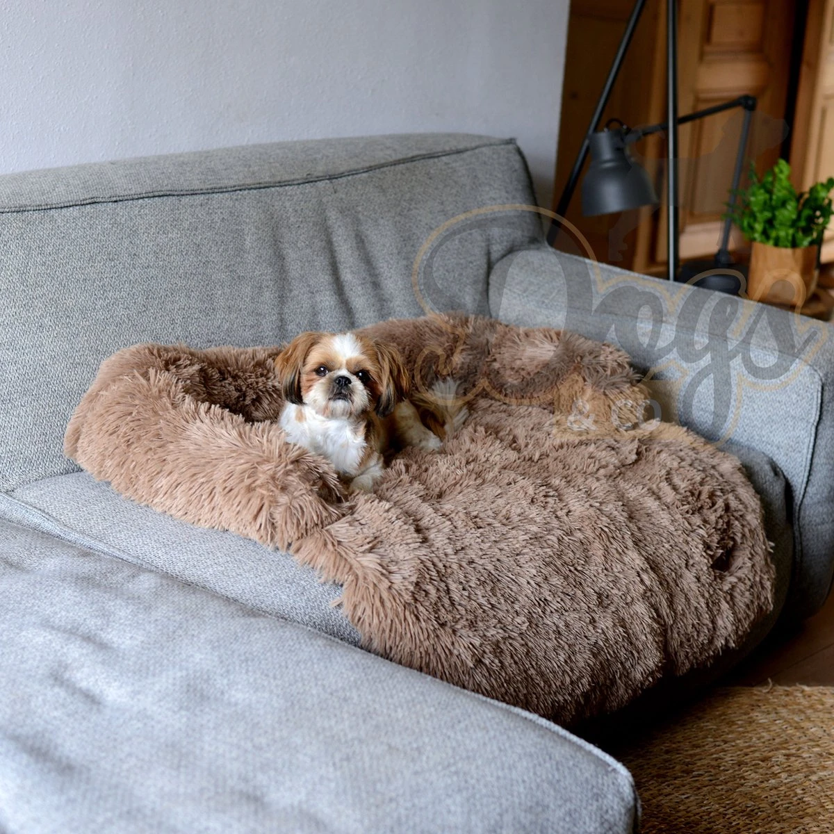 Dogs&Co Zachte Fluffy Hondenmat Voor Bank Maat L Khaki 120x90cm - Hondenmand - Afbeelding 5