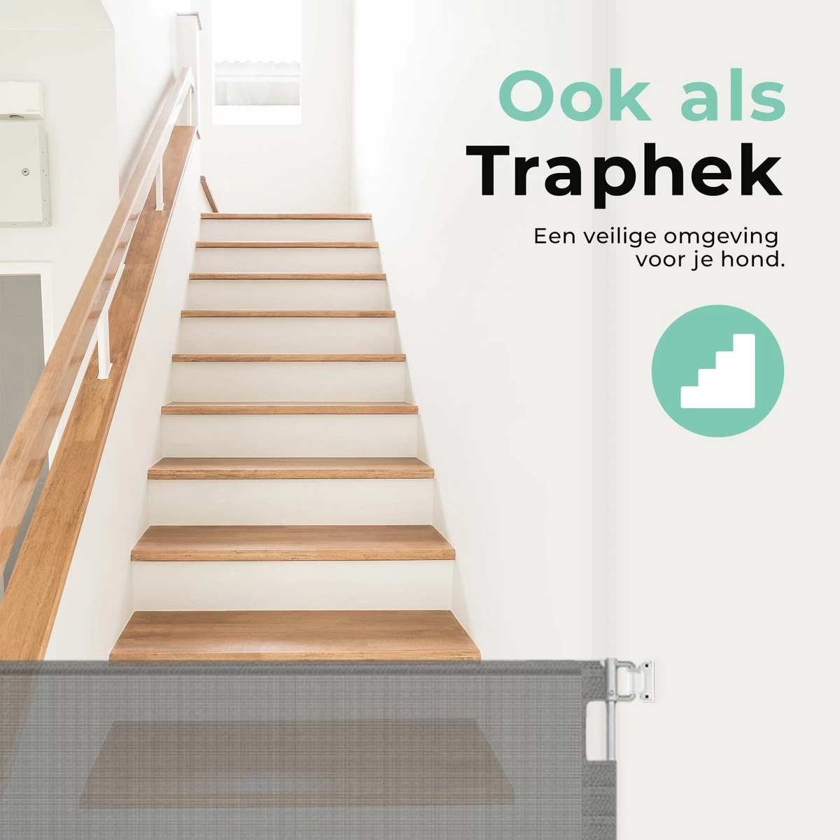 Château Animaux® - Tot 180cm Breed Traphekje Oprolbaar Hond - Stijlvolle Oplossing - Dieren Hek - Honden Hek - Afbeelding 7