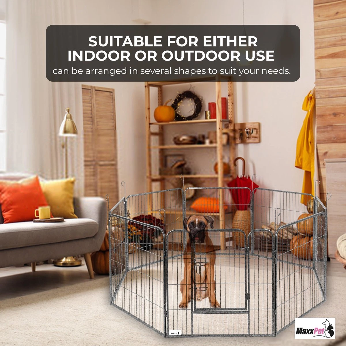 MaxxPet Puppyren - Hondenbench - Hondenren- Puppyren Met 8 Kennelpanelen - Staal -80 X 80 Cm Ø 210 Cm - Afbeelding 4