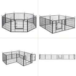 Hoppa! Hondenhekje - Puppyren - 160x160 Cm - 8 Delen Van 80 X 60 Cm - Vierkant, Rechthoek Of Achthoek Naar Keuze - Zwart