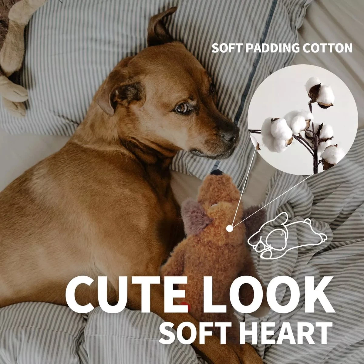 Merkloos Hondenknuffel - Puppyknuffel Met Hartslag - Knuffel Met Hartslag - Antistress Hond - Hondenspeelgoed - Afbeelding 7