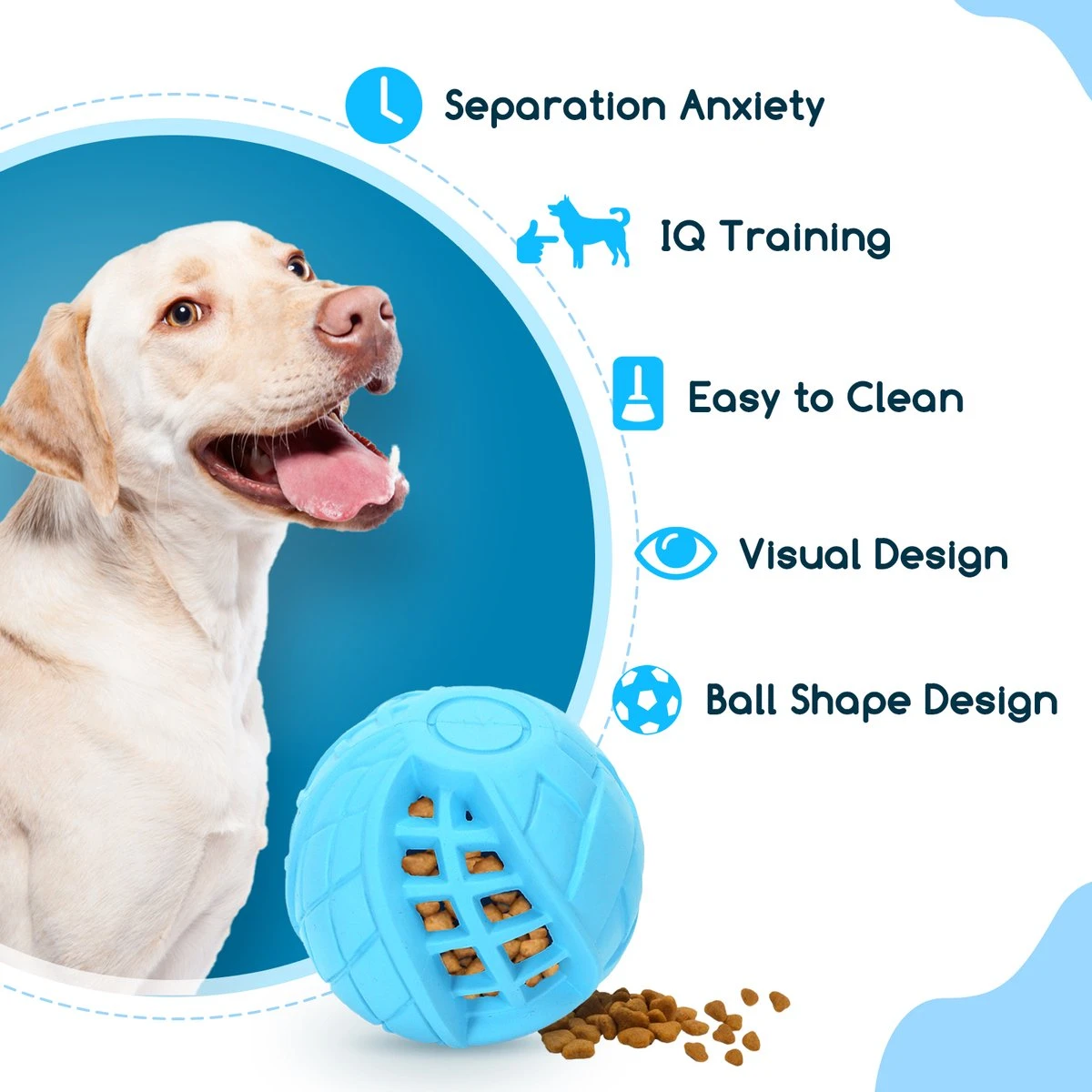 Nobleza Honden Speelgoed - Hondenspeeltjes - Hondenbal - Hondenspeelgoed - Honden Bal - Snackbal Hond - Kauwspeelgoed - Blauw - 8 Cm - Afbeelding 2