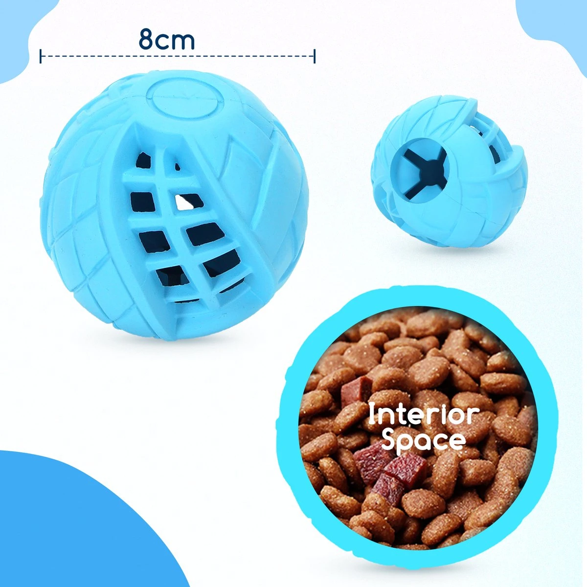 Nobleza Honden Speelgoed - Hondenspeeltjes - Hondenbal - Hondenspeelgoed - Honden Bal - Snackbal Hond - Kauwspeelgoed - Blauw - 8 Cm - Afbeelding 4