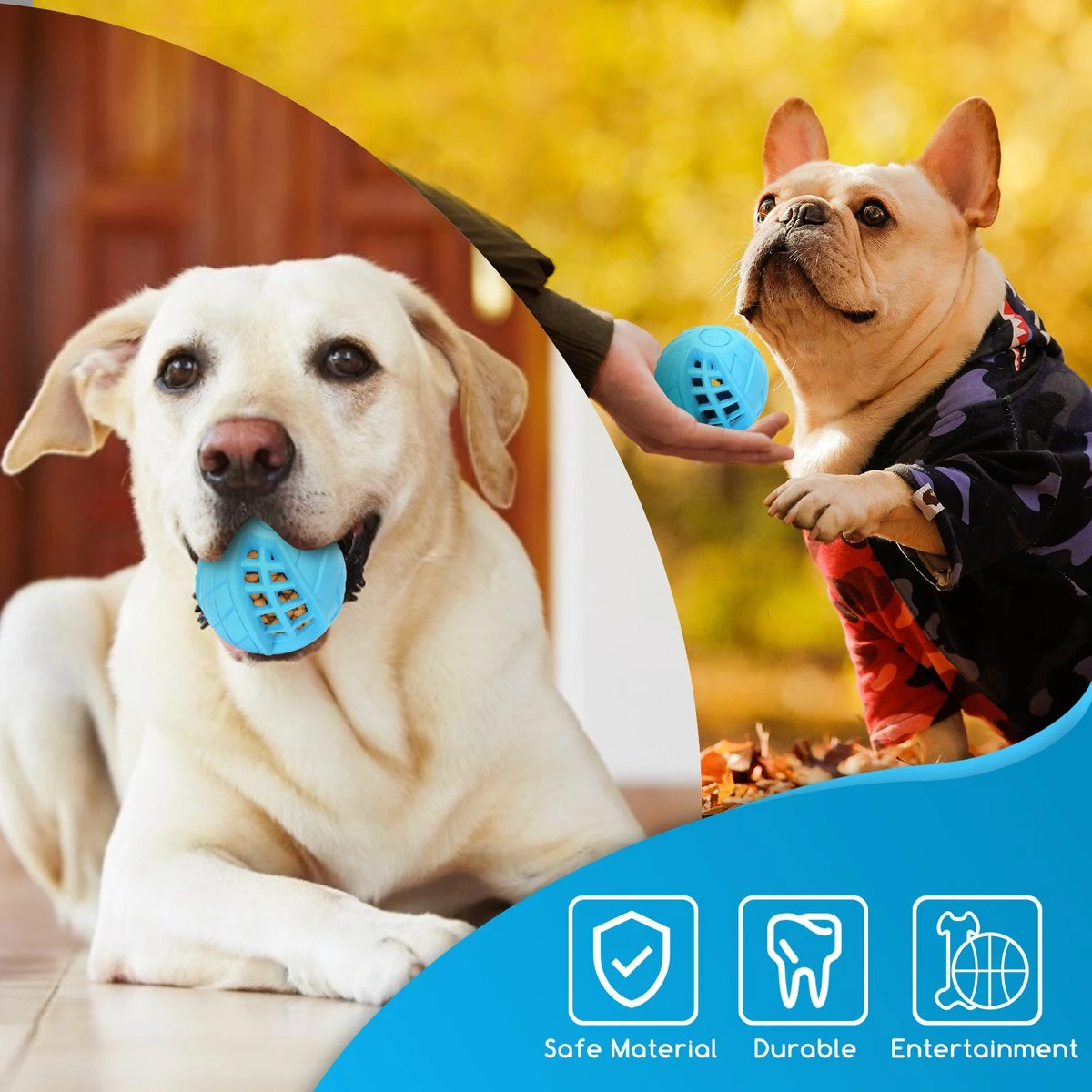 Nobleza Honden Speelgoed - Hondenspeeltjes - Hondenbal - Hondenspeelgoed - Honden Bal - Snackbal Hond - Kauwspeelgoed - Blauw - 8 Cm - Afbeelding 5