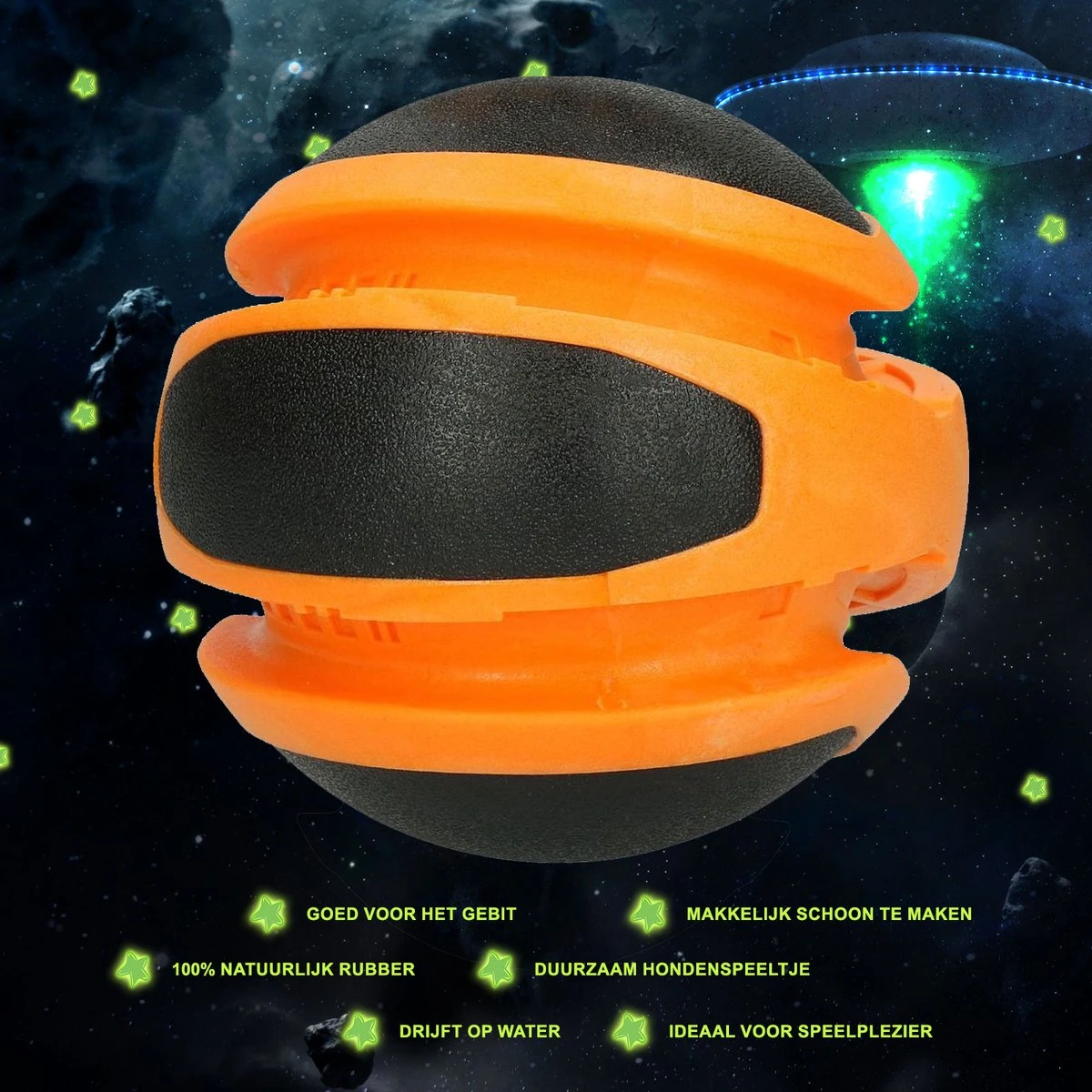 Dog Comets Sun Extreem Sterke Hondenbal - Gemaakt Van TPR Rubber – Gebruiksvriendelijk Hondenspeeltje – Drijvende Hondenbal – Geschikt Voor (middelgrote) Honden – Duurzaam Hondenspeeltje - Oranje - Afbeelding 4