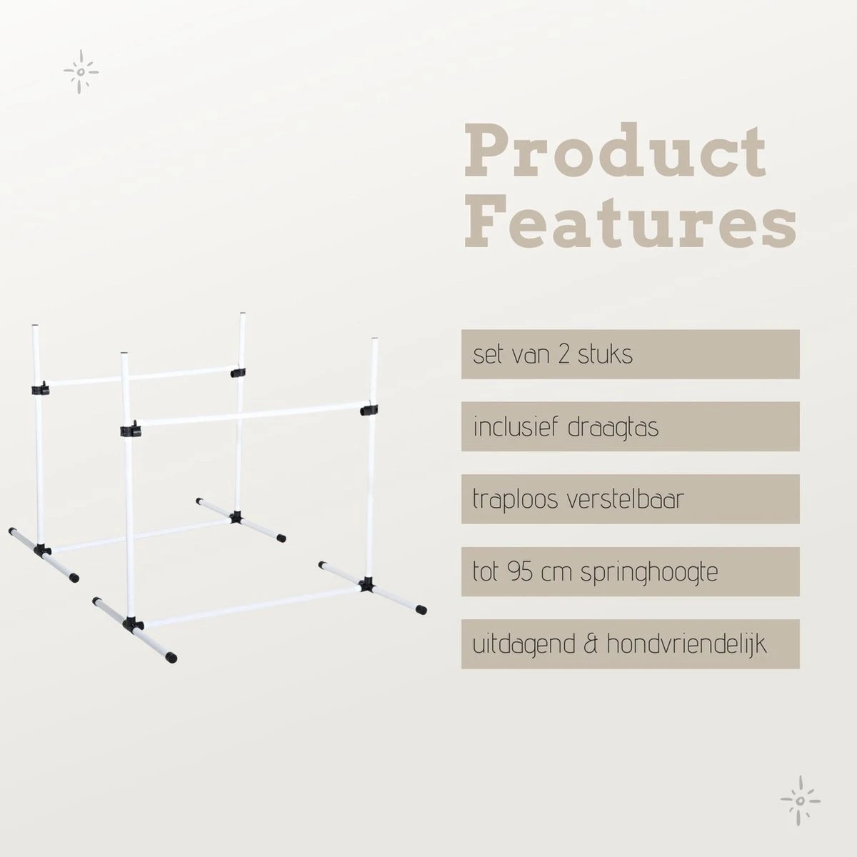 Agility Voor De Hond - Horde - Twee Hordes - Horde Set - Tot 95 Cm - Honden Behendigheidsset - Horde - Agility Voor De Hond - Afbeelding 2