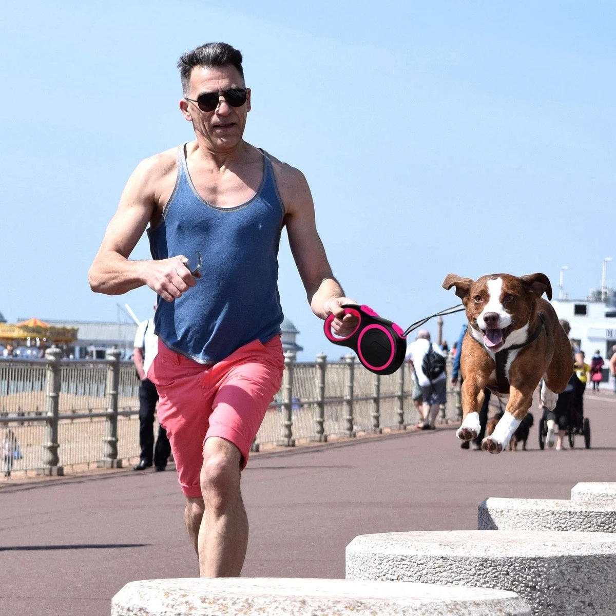 IGOODS - Uitlaatriem - Honden Riem - Katten Riem - Uitlaatriem Voor Dieren - Rollijn - 5 Meter Lang Roze - Afbeelding 2