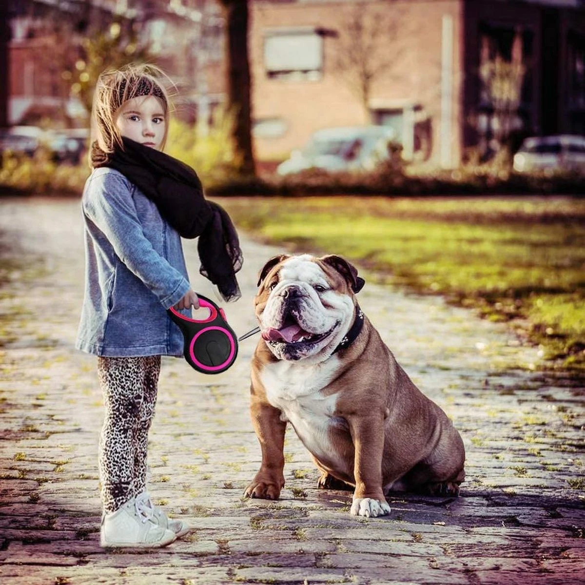 IGOODS - Uitlaatriem - Honden Riem - Katten Riem - Uitlaatriem Voor Dieren - Rollijn - 5 Meter Lang Roze - Afbeelding 7
