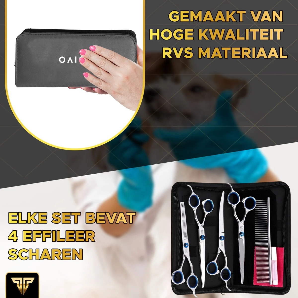 Toivo Schaar Voor Dieren - Zilver - Effileerscharen - Honden Scharenset - Dierenschaar - Set 5 Stuks - Trimscharen - Trimset - Uitdunschaar Hond - Schaar Honden - Afbeelding 4