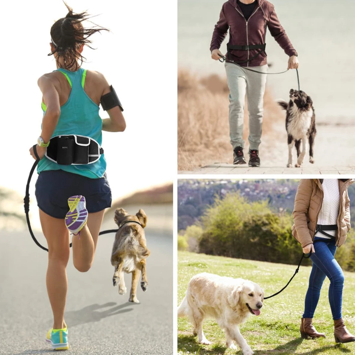 BOTC Looplijn Hond Met Heupriem Voor Hardlopen - Hondenriem - Zwart - Afbeelding 8