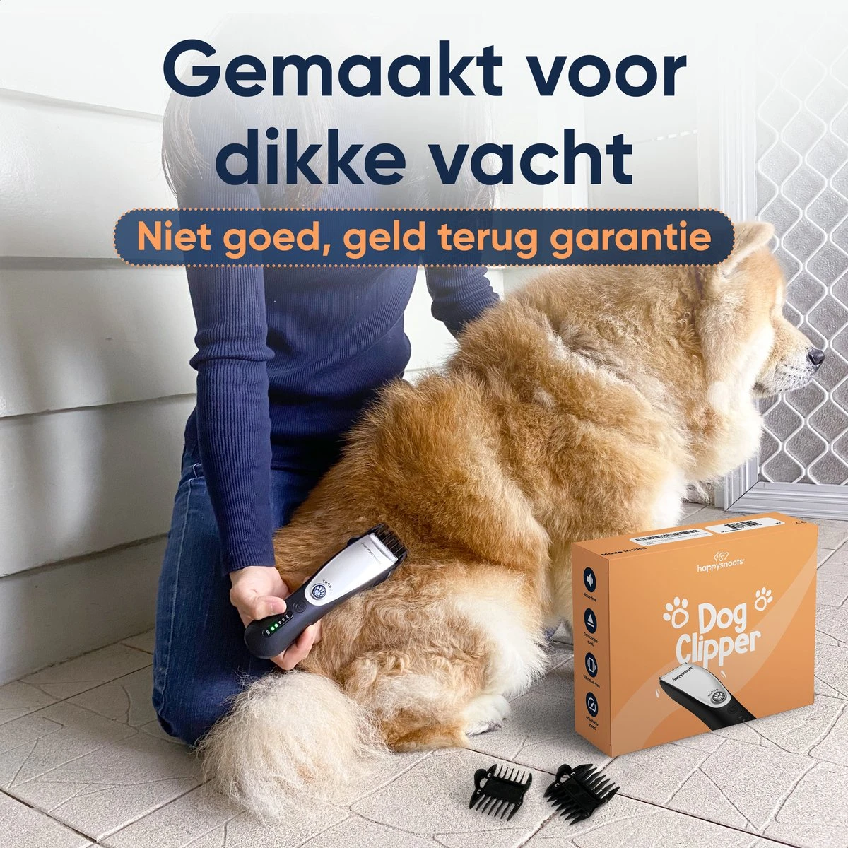 Happysnoots Hondentondeuse Draadloos Voor Dikke Vacht - Tondeuse Hond & Kat - Hondentrimmer - Professioneel Dieren Tondeuse - Afbeelding 3