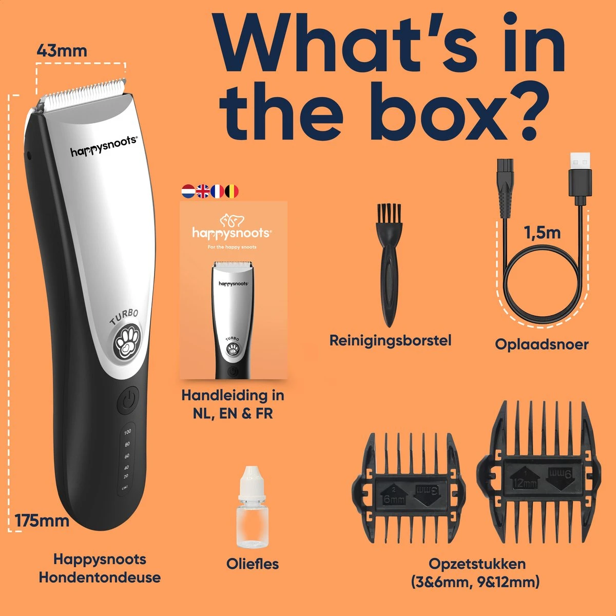 Happysnoots Hondentondeuse Draadloos Voor Dikke Vacht - Tondeuse Hond & Kat - Hondentrimmer - Professioneel Dieren Tondeuse - Afbeelding 10