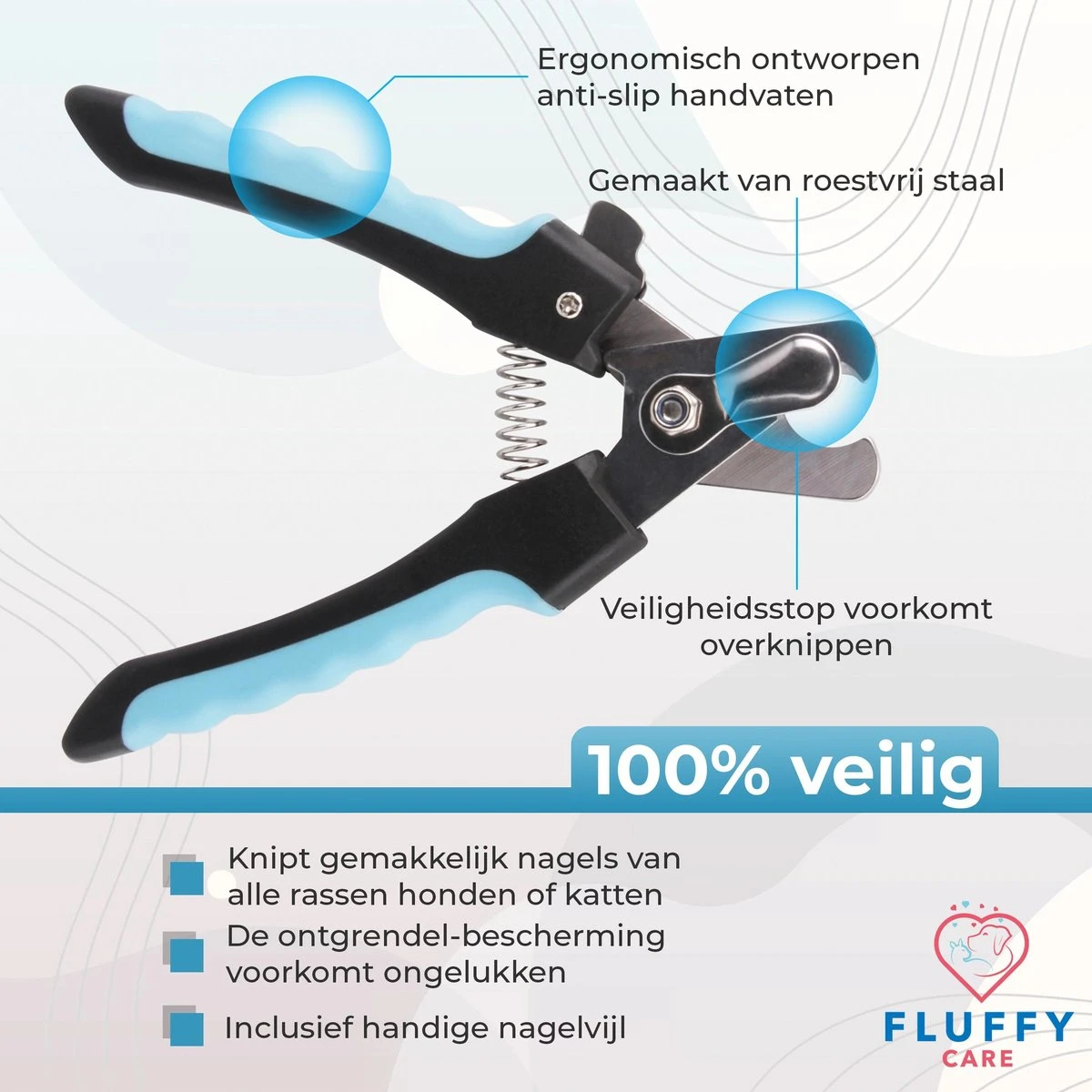 FluffyCare - Professionele Nagelschaar- Nagelschaar Hond - Nagelschaar Kat - Nagelknipper Hond En Kat - Nagelknipper Kat - Nagelknipper Hond - NagelTang Dieren - Poot Verzorging - Afbeelding 4